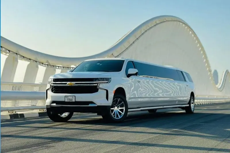 Suburban White Limousine
